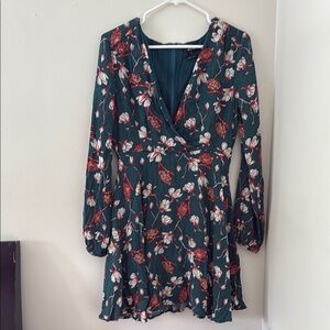 Miss Me Teal and Red Floral Midi Dress
